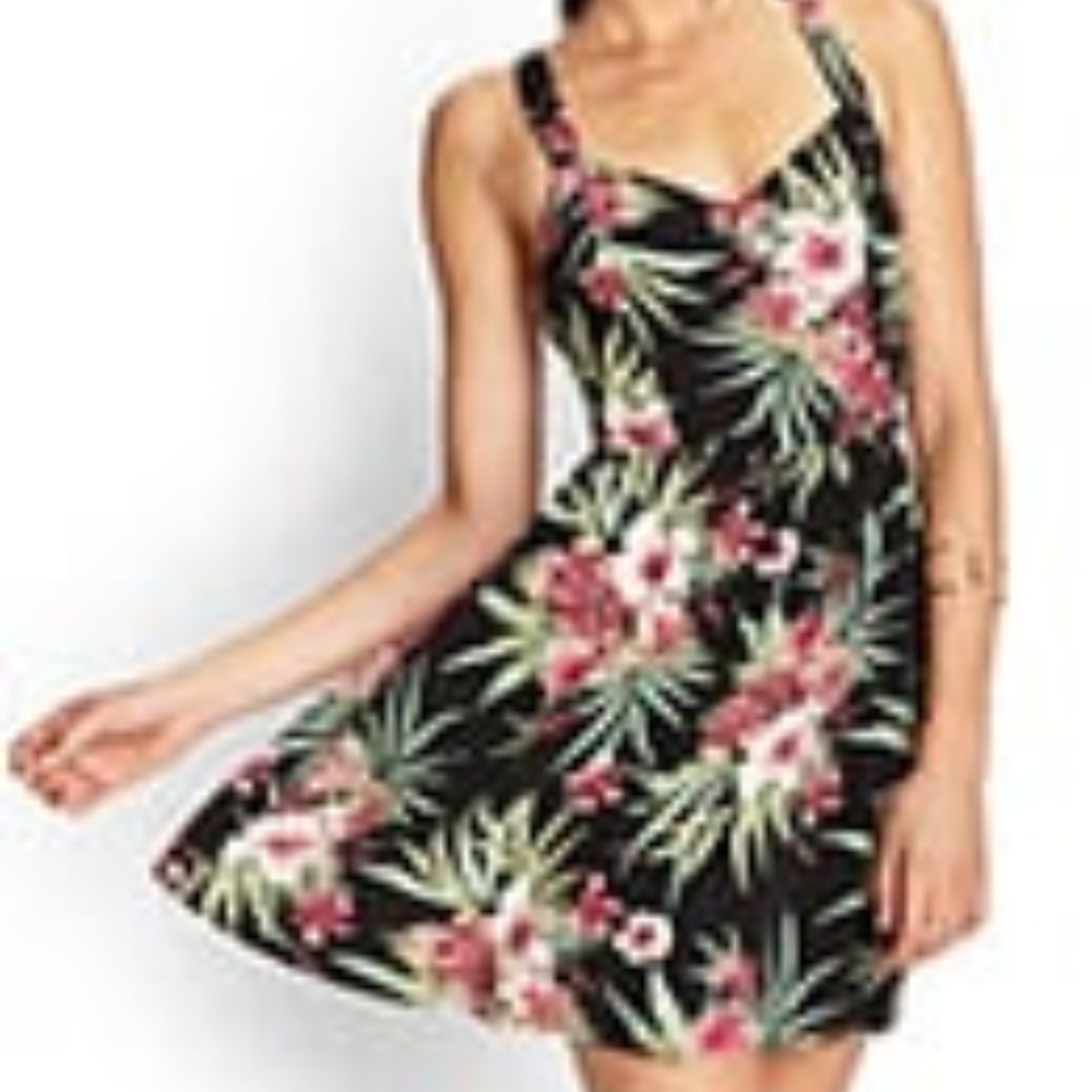 Black Floral Tropical Summer Dress